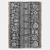 Ethnisches afrikanisches Muster Schwarzweiss-#3 Decke (Vorderseite Vertikal)