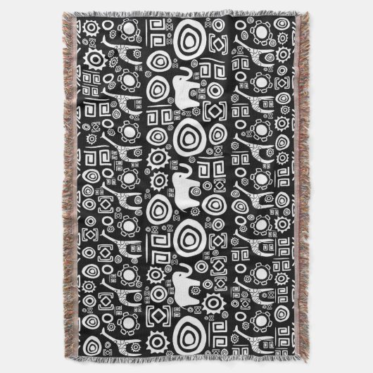 Ethnisches afrikanisches Muster Schwarzweiss-#4 Decke (Vorderseite Vertikal)