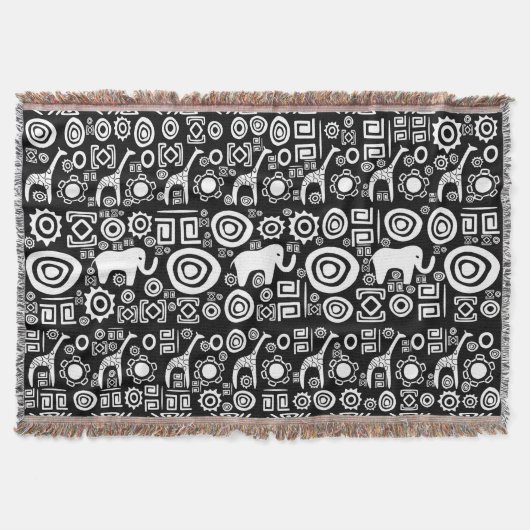Ethnisches afrikanisches Muster Schwarzweiss-#4 Decke (Vorderseite)