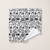 Ethnisches afrikanisches Muster Schwarzweiss-#5 Badhandtuch Set (Waschlappen)
