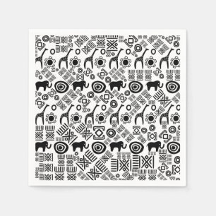 Ethnisches afrikanisches Muster Schwarzweiss-#5 Serviette