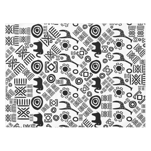 Ethnisches afrikanisches Muster Schwarzweiss-#5 Tischdecke (Vorderseite (Horizontal))