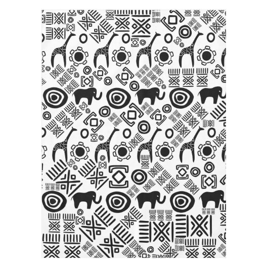 Ethnisches afrikanisches Muster Schwarzweiss-#5 Tischdecke (Vorderseite)