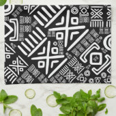 Ethnisches afrikanisches Muster Schwarzweiss-#6 Geschirrtuch (Gefaltet)