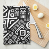 Ethnisches afrikanisches Muster Schwarzweiss-#6 Geschirrtuch (Viertel Falte)