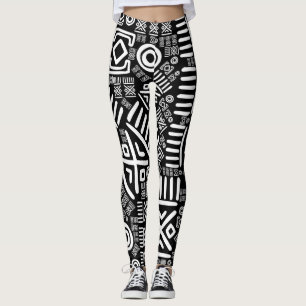 Ethnisches afrikanisches Muster Schwarzweiss-#6 Leggings