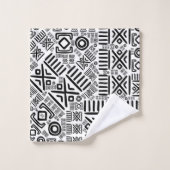 Ethnisches afrikanisches Muster Schwarzweiss-#8 Badhandtuch Set (Waschlappen)