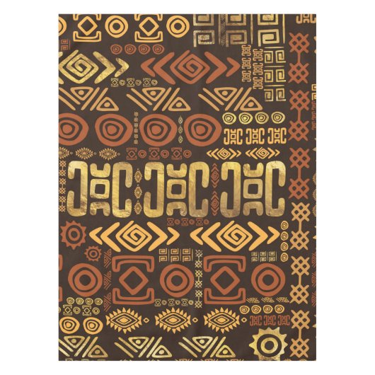 Ethnisches afrikanisches Musterbraun und Golde #11 Tischdecke (Vorderseite)
