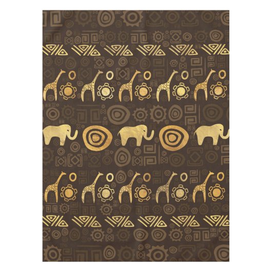 Ethnisches afrikanisches Musterbraun und Golde #1 Tischdecke (Vorderseite)