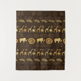 Ethnisches afrikanisches Musterbraun und Golde #1 Wandteppich