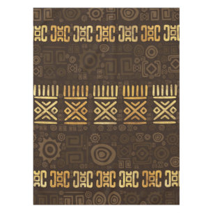 Ethnisches afrikanisches Musterbraun und Golde #2 Tischdecke