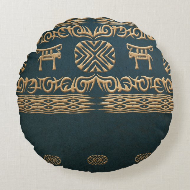 Ethnisches afrikanisches Stammes- Muster Rundes Kissen (Vorderseite)