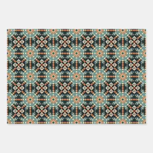 Ethnisches amerikanisches Boho Art Pattern Set 2 Geschenkpapier Set (Vorderseite 2)