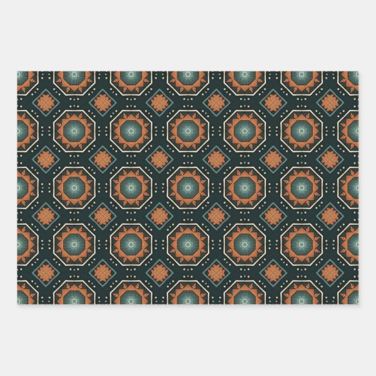 Ethnisches amerikanisches Boho Art Pattern Set 3 Geschenkpapier Set (Vorderseite 2)