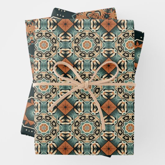 Ethnisches amerikanisches Boho Art Pattern Set 3 Geschenkpapier Set (Beispiel)