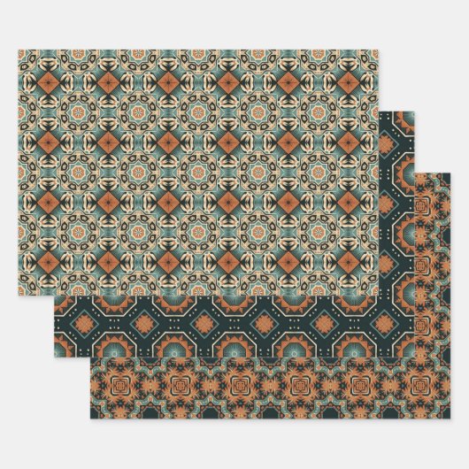 Ethnisches amerikanisches Boho Art Pattern Set 3 Geschenkpapier Set (Set)