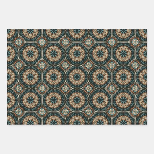 Ethnisches amerikanisches Boho Art Pattern Set 5 Geschenkpapier Set (Vorderseite 2)