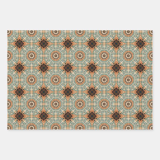 Ethnisches amerikanisches Boho Art Pattern Set 5 Geschenkpapier Set (Vorderseite)