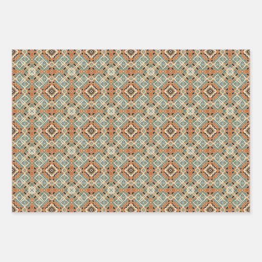 Ethnisches amerikanisches Boho Art Pattern Set 6 Geschenkpapier Set (Vorderseite 2)