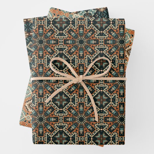 Ethnisches amerikanisches Boho Art Pattern Set 6 Geschenkpapier Set (Beispiel)
