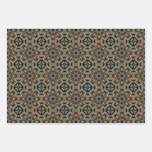 Ethnisches amerikanisches Boho Art Pattern Set 6 Geschenkpapier Set (Vorderseite)