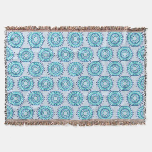 ethnisches aquamarines Mandalamuster Decke (Vorderseite)