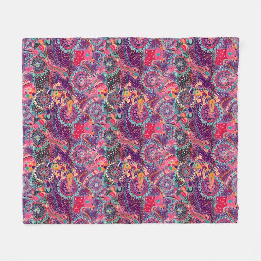 Ethnisches Art-Tier-Muster Fleecedecke (Vorderseite (Horizontal))
