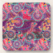 Ethnisches Art-Tier-Muster Getränkeuntersetzer (Vorderseite)