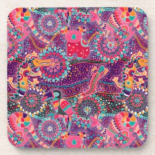 Ethnisches Art-Tier-Muster Getränkeuntersetzer