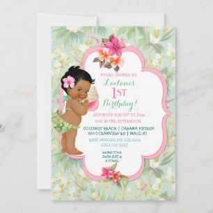 Ethnisches Baby-Mädchen-Bikini-Tropen-Luau-Hawaii Einladung