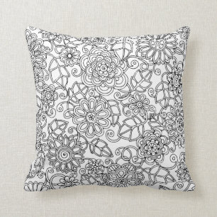 Ethnisches Blumengekritzel Kissen