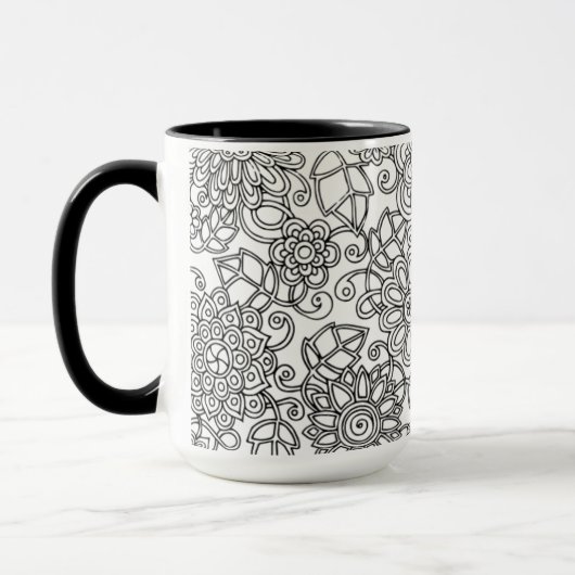 Ethnisches Blumengekritzel Tasse (Links)