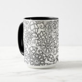 Ethnisches Blumengekritzel Tasse (Vorderseite Links)
