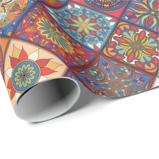 Ethnisches BlumenMandala Packpapier (Rolleneckpunkt)