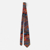 Ethnisches Boho Farbpattern Rot Blau & Gold Krawatte (Rückseite)
