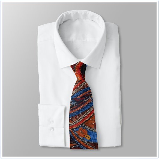 Ethnisches Boho Farbpattern Rot Blau & Gold Krawatte