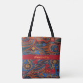Ethnisches Boho Farbpattern Rot Blau & Gold Tasche (Rückseite)