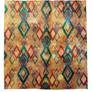 Ethnisches boho grunge altes Muster. Tribal Art Pr Duschvorhang
