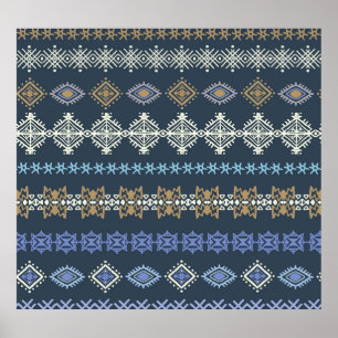 Ethnisches Boho: Stammeskunst nahtlos. Poster