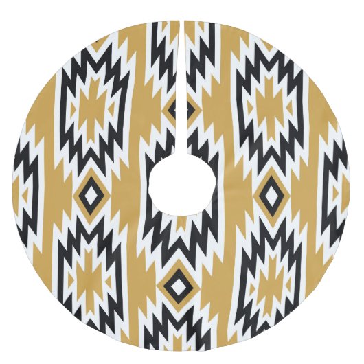 Ethnisches Boho: Vintages geometrisches Muster. Polyester Weihnachtsbaumdecke (Vorderseite)