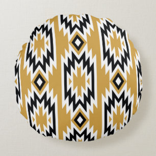 Ethnisches Boho: Vintages geometrisches Muster. Rundes Kissen