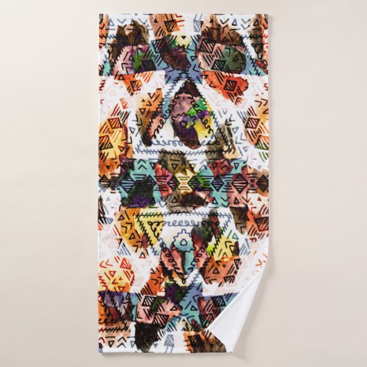 Ethnisches Design. Strickfarbenes, nahtloses Muste Badehandtuch (Badehandtuch)