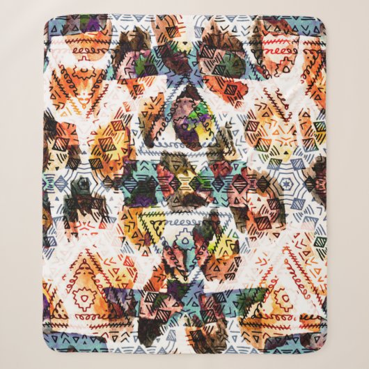Ethnisches Design. Strickfarbenes, nahtloses Muste Sherpadecke (Vorderseite)