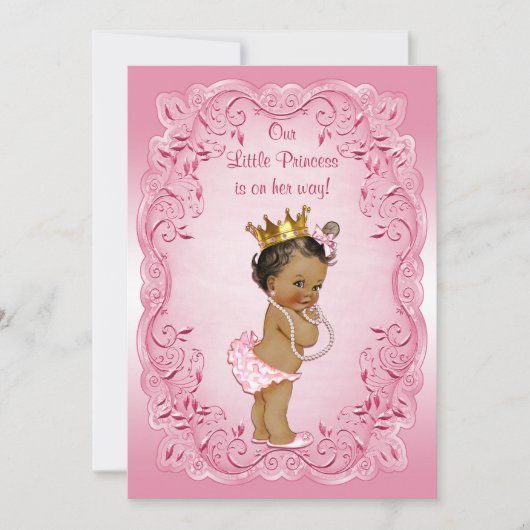 Ethnisches Duschen-Rosa-extravaganter Rahmen Einladung (Vorderseite)