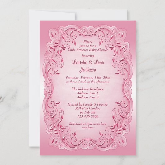 Ethnisches Duschen-Rosa-extravaganter Rahmen Einladung (Rückseite)