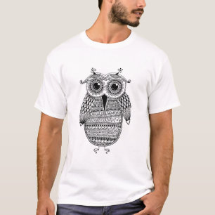 Ethnisches Eulen-Tinten-Zeichnen T-Shirt