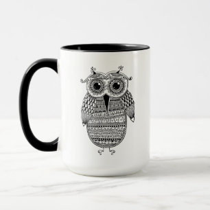 Ethnisches Eulen-Tinten-Zeichnen Tasse
