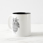 Ethnisches Eulen-Tinten-Zeichnen Zweifarbige Tasse (Vorderseite Links)