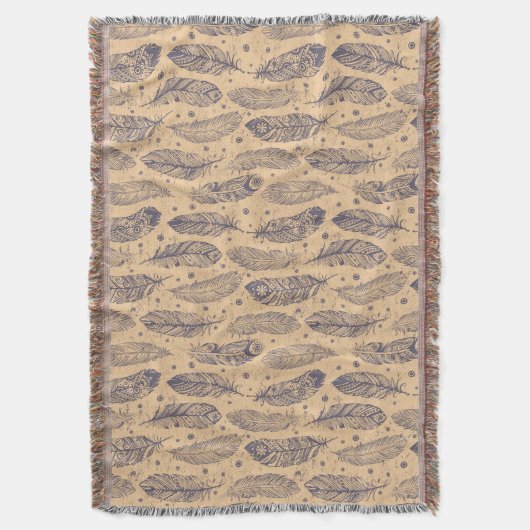 Ethnisches Feder-Kontur-Muster Decke (Vorderseite Vertikal)