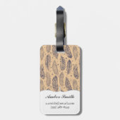 Ethnisches Feder-Kontur-Muster Gepäckanhänger (Rückseite vertikal)